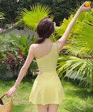 水着 ビキニワンピース ワンショルダー Aライン 体型カバー 露出控え 着痩せ 気質 カワセクシー XH7-PB55