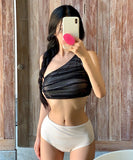 3点式セット ビキニ 水着 ワンーショルダー セクシー ガーリー キラキラ ビーチ 海 温泉 XH7-KSD082