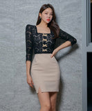 ミニドレス キャバドレス レース スクエアネック エレガント セクシー リボン XH2-ZED887968A71