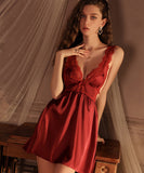 【2点セット】3色 パジャマ セクシー 谷間魅力 ルームウェア レース 透け感 YH8-GR4138