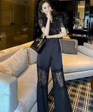 【手作り】ワイドパンツ パッチワーク レース エレガント ゴージャス 通勤 高級感 新作 XH2-JY50145