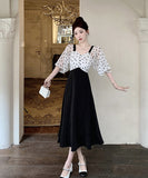 ロングドレス エレガント 水玉柄 着痩せ おしゃれ 気質 XH2-ZED885462DXH449