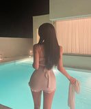 【3点セット】ビキニ モノキニ ハイウエスト ホルターネック セクシー 海辺 おしゃれ感 水着 着痩せ hot girl ビーチ　XH2-PBadn55