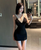 ミニドレスキャバドレスキラキラ谷間見せ指名セクシーパーティードレスhotgirlXH2-DD4246