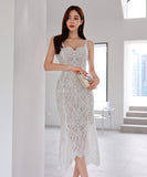 膝丈ドレス 総レース エレガント 気質 セクシー 着痩せ おしゃれ XH2-ZED882737BH506