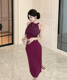 キャバドレス 膝丈ドレス エレガント ホルターネック エレガント 宴会 パーティー XH2-CD7-417-82980680