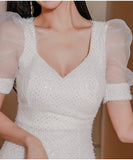 膝丈ドレス キャバドレス エレガント 谷間見せ カワセクシー パフスリーブ 気質 XH2-ZED885526A71