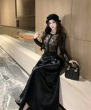 【2点セット】ロングドレスレースエレガントAラインセレブ風大人可愛い着痩せ気質XH2-XKD-D342-904-Nov22