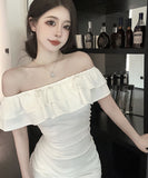 【3色】ミニドレス セクシー ベアトップ フリル カワセクシー おしゃれ XH2-DD6106