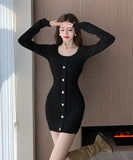 4色 ミニドレス ニットドレス 秋冬定番 セクシー セレブ風 レース 小顔効果 XH2-ZED886072GT513