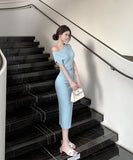 ロングドレスニットドレスワンショルダーセクシーエレガント通勤セクシー気質XH2-XKD-D318A-6340-Jun7