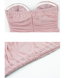 【3色】ミニドレス キャバドレス ベアトップ セクシー キラキラ チュール パーティー 指名 ナイトクラブ XH2-YM8852