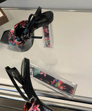 透明感 ハイヒール 花柄 セクシー 宴会 同伴 美足効果 キラキラ ユニーク XH5-XL-MY-2329-7