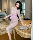 手作り キャバドレス レース セクシー セレブ風 高品質 フリル 気質 XH2-JY20843