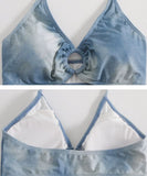 【3点セット】水着 デニム セクシー 着瘦せ かわいい ホルターネック ビキニ モノキニ タンキニ XH7-KSD052