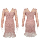 【手作り】ミニドレス 高品質 レース フリーVネック 気質 ハート柄 宴会 XH2-JY9603