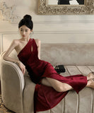 【2色】ロングドレス Party ワンショルダー セクシー キャバドレス セクシー XH2-DD5282