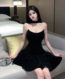 ミニドレス カワセクシー ティアードスカート 肌見せ パーティー 宴会 おしゃれ sweet dress XH2-DD4234