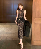 膝丈ドレスエレガントレースタイトドレス宴会パーティー通勤同伴XH2-DD4134