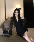 【2色】ミニドレス キャバドレス レース セクシー 高級感 谷間見せ エレガント おしゃれ XH2-XKD-D355-6601-Nov27