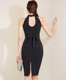 膝丈ドレス キャバドレス セクシー エレガント 気質 リボン XH2-ZED880909E