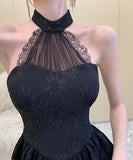 ミニドレス キャバドレス Aライン レース 大人可愛い お洒落 ホルターネック XH2-ZED885340DXH449