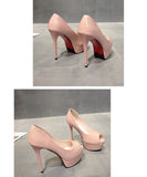 【2色】フィッシュマウス ハイヒール 14cm/10cm サンダル 流行り OL 百掛け 透かし彫り ヒール 靴 フィッシュマウス XH5-DLHS666-2