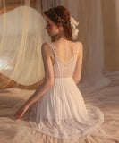 2点セット【4色】パジャマ ルームウェア セクシー Vネック 肌見せ レース XH8-GR2133