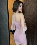 【2色】ミニドレス キャバドレス ベアトップ セクシー 谷間見せ 指名 気質 ナイトクラブ XH2-DD7537