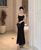 【2色】ロングドレス 肌見せ マーメイド エレガント 気質 宴会 袖付き XH2-ZED885532DXH238B