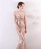 【4色】ロングドレス キラキラ パーティードレス オフショルダー お姫様 誕生日 演奏会 宴会 XH2-YEY1371#