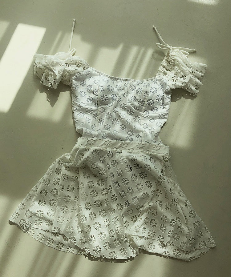 【2点セット】水着ビキニワンピースAライン体型カバー露出控え着痩せ気質フラワーカワセクシー XH7-DP-A21807