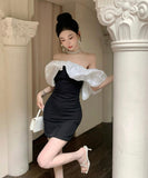 ミニドレス キャバドレス オフショルダー セクシー フリル カワセクシー パーティー キャバクラ XH2-ZED888391DXH238A