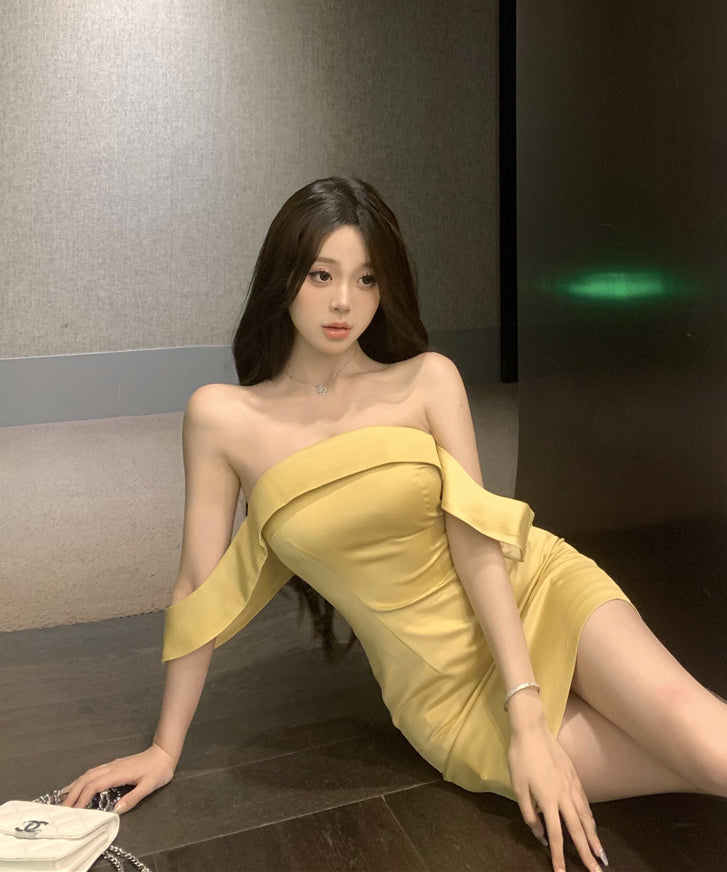 ミニドレスキャバドレスchicオフショルダーセクシータイトドレス