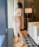 【手作り】ロングドレス 高品質 レース パフスリーブ パフスリーブ 気質 宴会 XH2-JY50245