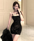 【2色】ミニドレス キャバドレス キラキラ chic パーティー セクシー 高級感 セレブ風 XH2-ZED882416DXH437