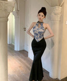 【2色】ロングドレス キャバドレス マーメイド 花柄 セクシー おしゃれ エレガント XH2-ZED889128DXH343B