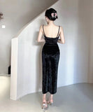 【4色】ロングドレス セクシー 着瘦せ 宴会 美足効果 キャバクラ 谷間魅せ XH2-DD5321