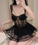 【4色】セクシーランジェリー セクシー下着 ベビードール キャミソール ルームウェア レース 透け感 魅惑 XH8-GR-G4970