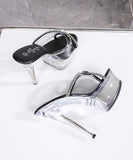 【3色】ハイヒール パンプス 15cm キラキラ スリッパ 美脚効果 歩きやすい 流行り OL 百掛け 透かし彫り ヒール 靴 XH5-JJMX190-A60