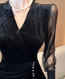 膝丈ドレス キャバドレス エレガント 気質 レース 高級感 Vネック セクシー XH2-ZED889932GT415