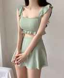 【5色】ビキニ 水着 モノキニ ワンピース 体型カバー 温泉 清楚感 大人可愛い XH7-GM-adn007