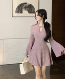 ミニドレス Aライン 着瘦せ 大人可愛い 秋新作 韓国っぽ XH2-LQE9208H355