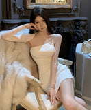 【2色】ミニドレスキャバドレスワンーショルダーセクシー肌見せパーティー個性化ナイトクラブチェーンXH2-CD7-310-33320500