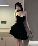 ミニドレス カワセクシー ティアードスカート 肌見せ パーティー 宴会 おしゃれ sweet dress XH2-DD4234