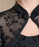 膝丈ドレス 中華風 レース セクシー 秋新作 袖付き おしゃれ 気質 XH2-ZED88959GT415