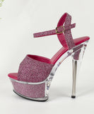 【6色】ハイヒール パンプス 15cm キラキラ スリッパ 美脚効果 歩きやすい 流行り OL 百掛け 透かし彫り ヒール 靴 XH5-JJMX190-A20