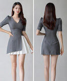 秋新作ミニドレスAラインVネックセクシー韓国っぽ大人可愛いXH2-ZED880984E49