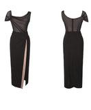 【手作り】膝丈ドレス キャバドレス セクシー 着瘦せ お洒落 非対称 チュール 脚長効果 XH2-JY20517