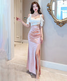 【3色】ロングドレス キャバドレス ナイトクラブ スリート 宴会 フリル セクシー XH2-JX5129